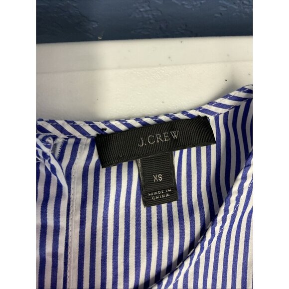 J Crew Womens Top Button Back Stripe Peplum Sleeveless Shirt Blue poplin XS - Picture 5 of 8